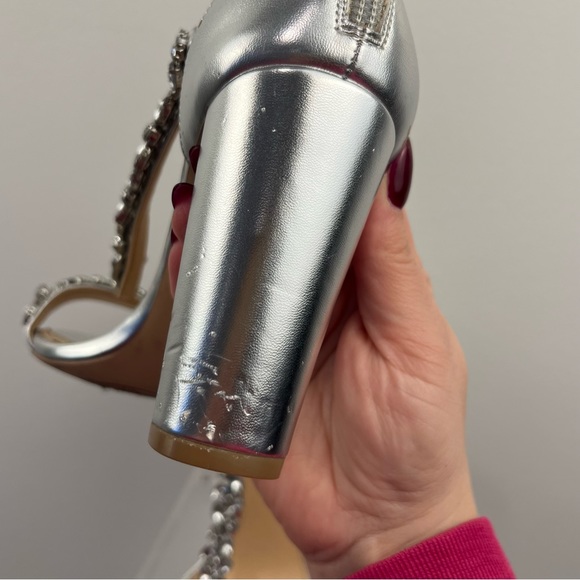 Jewel Badgley Mischka Silver Rhinestone High Heels Size 7.5 - Picture 12 of 16